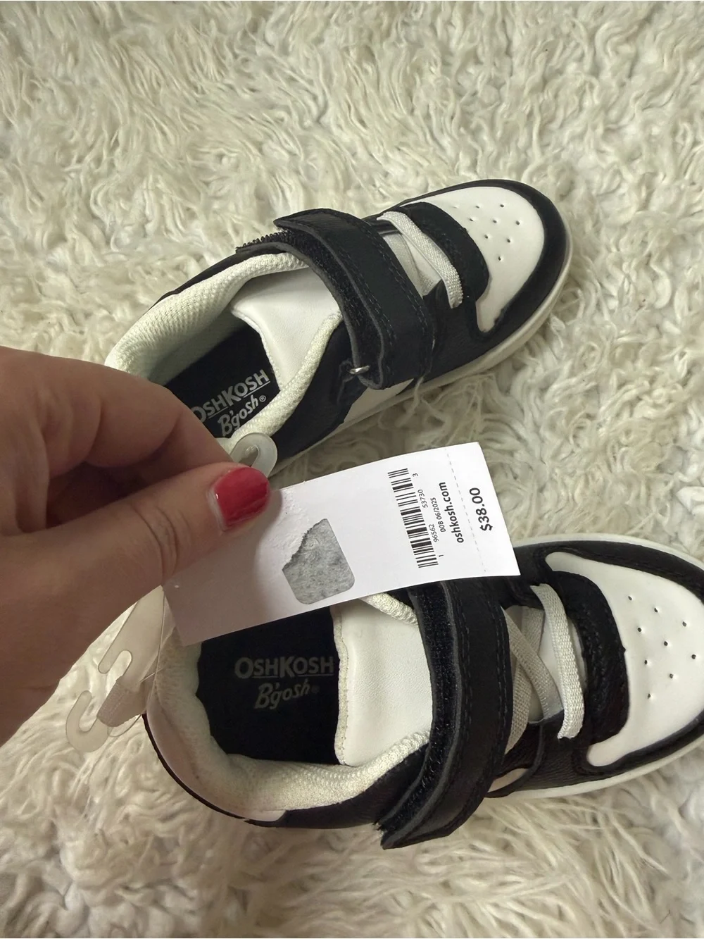OshKosh B'gosh Kids Black and White Velcro Sneakers